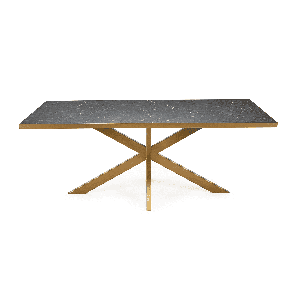 Stalux Eettafel Gijs - goud / zwart marmer