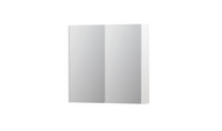 INK SPK2 spiegelkast met 2 dubbelzijdige spiegeldeuren, 2 verstelbare glazen planchetten, stopcontact en schakelaar 80 x 14 x 73 cm, mat wit