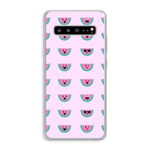 Smiley watermeloenprint: Samsung Galaxy S10 5G Transparant Hoesje