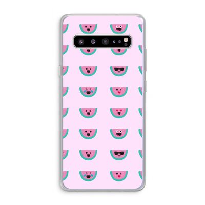 Smiley watermeloenprint: Samsung Galaxy S10 5G Transparant Hoesje