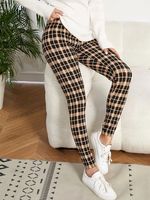 Jersey Tight Plaid Casual Leggings - thumbnail