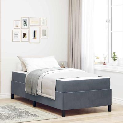 Bedframe met matras Donkergrijs en Wit 100 x 200 cm Fluweel