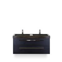 Seville Badmeubelset 120 cm - 2 laden Black Oak - Wastafel Lucca Dubbel