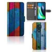 Motorola Moto G9 Play | E7 Plus | Book Style Case | Wood Heart - Cadeau voor je Vriend | Portemonnee hoesje