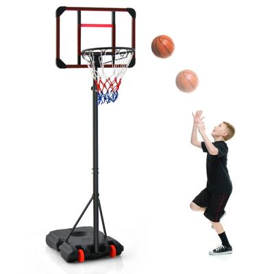 Basketbalhoepel op Standaard met Verstelbare Hoogte 193-248cm Draagbare Basketbalset met Balopslag en Wielen PC Backboard