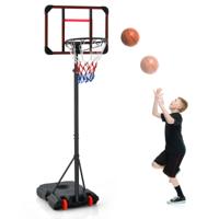 Basketbalhoepel op Standaard met Verstelbare Hoogte 193-248cm Draagbare Basketbalset met Balopslag en Wielen PC Backboard