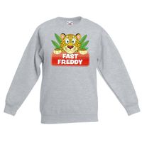 Luipaarden dieren sweater grijs voor kinderen