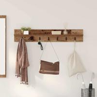 Wandgemonteerde kapstok met plank Oud hout 100 x 10.5 x 18 cm