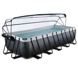EXIT Black Leather zwembad - 540 x 250 x 122 cm - met zandfilterpomp, trap en overkapping