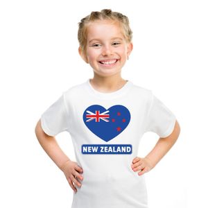 Nieuw Zeeland hart vlag t-shirt wit jongens en meisjes