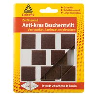 Deltafix Anti-krasvilt - 8x - bruin - 25 x 25 mm - vierkant - zelfklevend - meubel beschermvilt   -