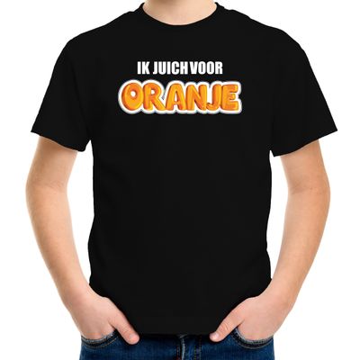 Zwart t-shirt Holland / Nederland supporter ik juich voor oranje EK/ WK voor kinderen Zwart t-shirt Holland / Nederland supporter ik juich voor oranje EK/ WK voor kinderen