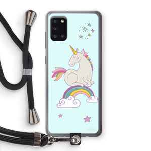 Regenboog eenhoorn: Samsung Galaxy A31 Transparant Hoesje met koord