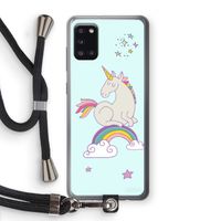 Regenboog eenhoorn: Samsung Galaxy A31 Transparant Hoesje met koord