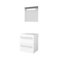 Basic-Line Economic 46 Badkamermeubelset - 60 x 46 cm - Met Grepen - 2 Lades - Wastafelblad - Spiegel met LED Verlichting - Ice White