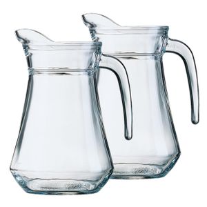 2x stuks glazen schenkkannen/karaffen 1,3 liter