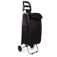 Boodschappen trolley tas - inhoud 40 liter - zwart - met wielen - 32 x 21 x 92 cm - thumbnail