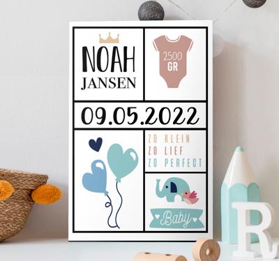 Geboorteposter canvas schilderij