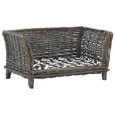 VidaXL Hondenmand met kussen 50x33x30 cm natuurlijk wilgen grijs