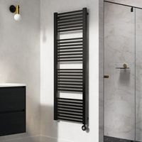 Instamat Rim elektrische handdoekradiator met zwarte thermostaat 150x50cm zwart mat 800W - thumbnail