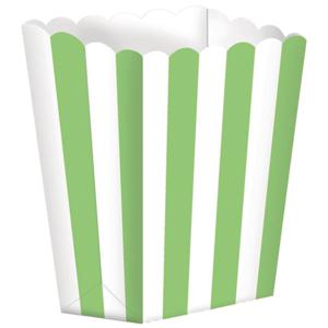 Popcorn of snoep bakjes - groen/wit - 5x stuks - chipsbakjes/snackbakjes