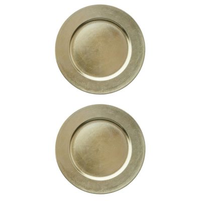 10x stuks diner borden/onderborden champagne 33 cm