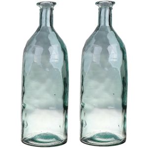 Bloemenvaas - 2x - helder - transparant gerecycled glas - D12 x H35 cm