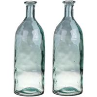 Bloemenvaas - 2x - helder - transparant gerecycled glas - D12 x H35 cm