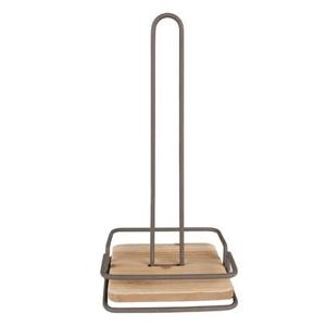 Clayre & Eef Keukenrolhouder 15x15x32 cm Bruin Ijzer Hout