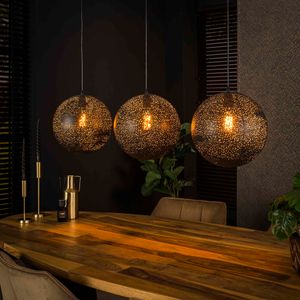 LifestyleFurn Hanglamp 'Henson' Artic black, 3-lamps