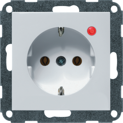 Stopcontact inbouw wit kleur RAL 9010 3020GLUW controlelamp