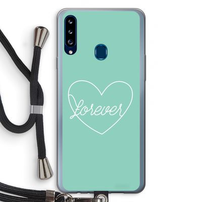 Forever heart pastel: Samsung Galaxy A20s Transparant Hoesje met koord