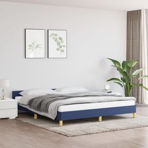 Bedframe met hoofdeinde stof blauw 160x200 cm