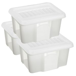 Sunware 3x opslagbox kunststof 24 liter transparant 42 x 33 x 22 cm met deksel