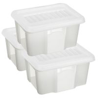 Sunware 3x opslagbox kunststof 24 liter transparant 42 x 33 x 22 cm met deksel