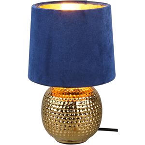 LED Tafellamp - Trion Sofia - E14 Fitting - Rond - Mat Blauw - Keramiek