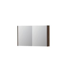 INK SPK1 Spiegelkast - 100x14x60cm - 2 deuren - dubbelzijdige Spiegel - schakelaar en stopcontact - MDF Fineer Chocolate 1110673
