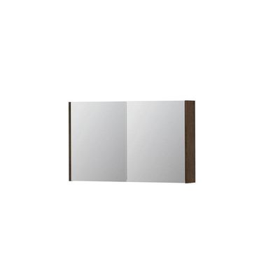 INK SPK1 Spiegelkast - 100x14x60cm - 2 deuren - dubbelzijdige Spiegel - schakelaar en stopcontact - MDF Fineer Chocolate 1110673