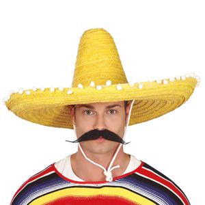 Mexicaanse Sombrero hoed voor heren - carnaval/verkleed accessoires - geel - met ornamenten