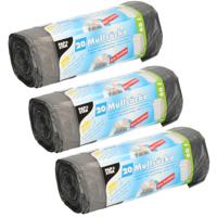 Papstar afvalzakken/vuilniszakken - 60x stuks - 60 liter - zwart - Prullenbak zakken