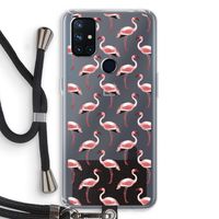Flamingoprint groen: OnePlus Nord N10 5G Transparant Hoesje met koord Flamingoprint groen: OnePlus Nord N10 5G Transparant Hoesje met koord