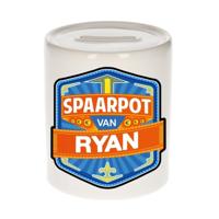 Kinder spaarpot met naam - Ryan - keramiek - met dop - wit - Sparen - Spaargeld van Ryan