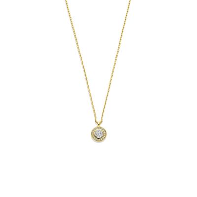 14k Geelgouden Collier met Zirkonia - Verstelbaar 41-45 cm