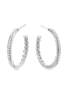 David Yurman boucles d'oreilles en argent sterling pavées de diamants