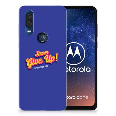 Motorola One Vision | Siliconen hoesje | met naam Never Give Up Motorola One Vision | Siliconen hoesje | met naam Never Give Up