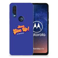 Motorola One Vision | Siliconen hoesje | met naam Never Give Up
