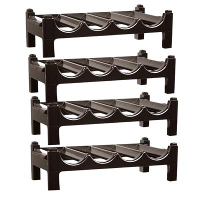 PlasticForte Wijnrek - 4x lagen - stapelbaar - bruin - kunststof - 43 x 23 x 13 cm - voor 16 flessen PlasticForte Wijnrek - 4x lagen - stapelbaar - bruin - kunststof - 43 x 23 x 13 cm - voor 16 flessen