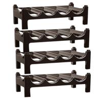 PlasticForte Wijnrek - 4x lagen - stapelbaar - bruin - kunststof - 43 x 23 x 13 cm - voor 16 flessen