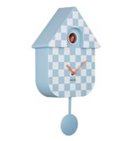 Karlsson Wandklok Modern Cuckoo - Checkered Blauw