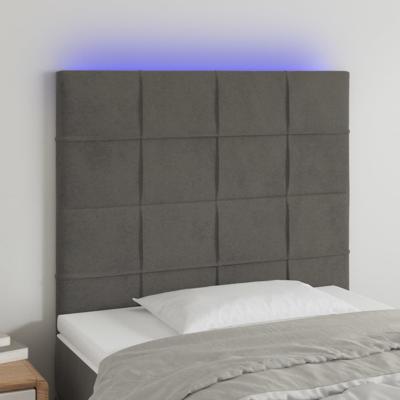 Hoofdbord LED 90x5x118/128 cm fluweel donkergrijs